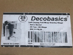 Decobasics 25 Pairs (50) 1/2″ Overlay Full Wrap Self Closing Hinges Satin Nickel