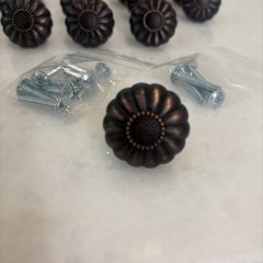 28 Oil Rubbed Bronze Door Drawer Cabinet Pulls Knobs W/ Screws- floral motif