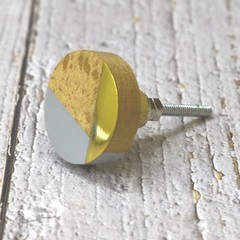 Three Tone Gold Designs Wood Resin Door Knobs, Vintage, Shabby Chic Set of 6