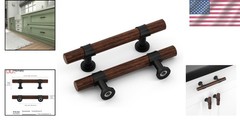 Modern Black Walnut Wood Grain Drawer Pulls – 10 Pack