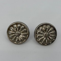 Flower Round Silver Metal Cabinet Knob Set of 2 Boho Cottage Core Kitchen Decor