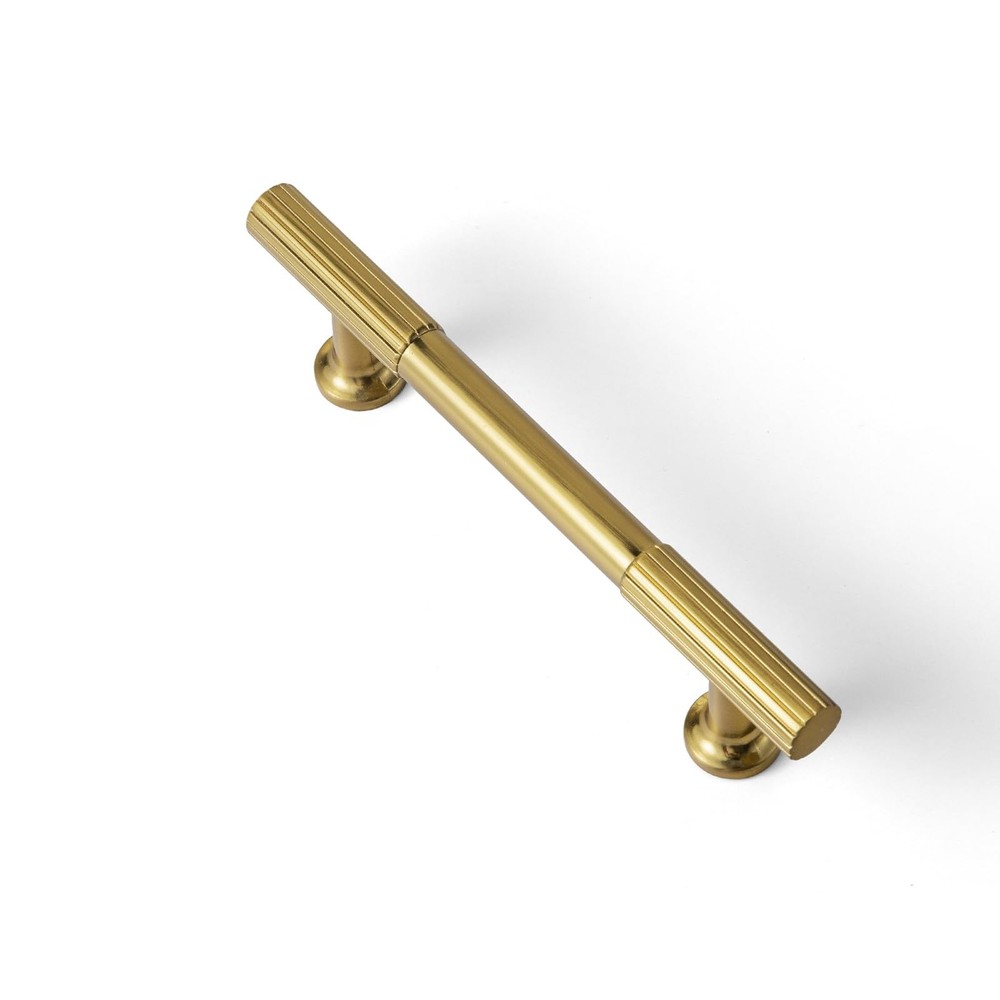 6 Pack Cabinet Handles 3.78 Inch 96mm Hole Center Brushed Gold Zinc Pulls
