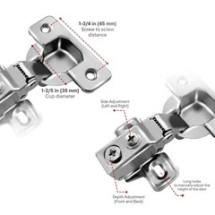 (10 Pack) 5/8” Overlay Soft Closing Face Frame Cabinet Door Hinges with Screws