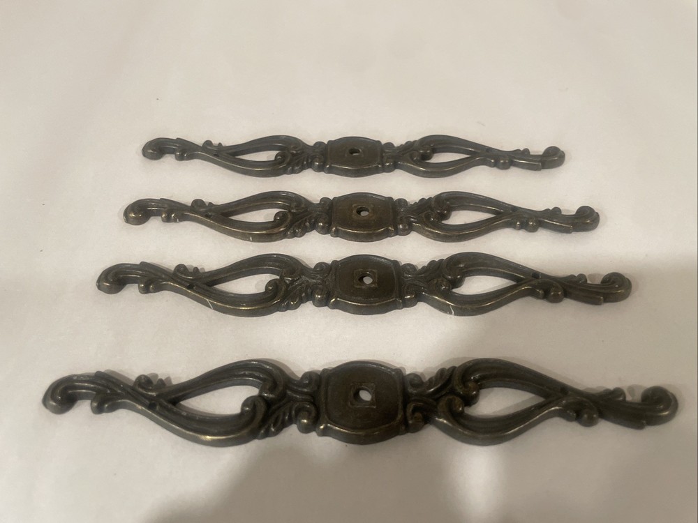 Vintage Antique Brass Cabinet/Drawer Pull Backplates Set of 4