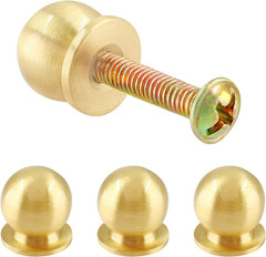 4 Packs Mini round Solid Brass Knobs, 1/2 Inch, Gold | 1/2 Inch Diameter Brass P
