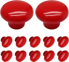 10 Pack Red Ceramic Kitchen Cabinet Knobs Pulls, 32 mm/1.26 Inch Retro Vintage R