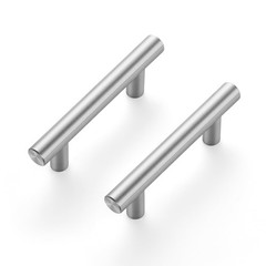 10 Pack 2-1/2 64mm Hole Center Cabinet Handles, 4L, Brushed Nickel, Steel