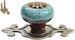 10 Pack Retro Ceramic Knobs,Vintage Dresser Kitchen Petal Cabinet Pulls Rustic Z