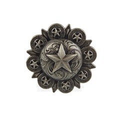 Star Knob Pull Floral Cabinet Drawer Western Decor Old Silver Round 1.5″