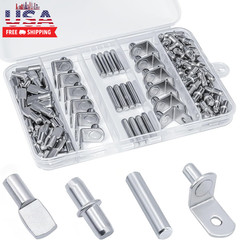 120Pcs Shelf Pins Kit,4 Styles Nickel Plated Shelf Support Pegs,Plated Shelf Pin
