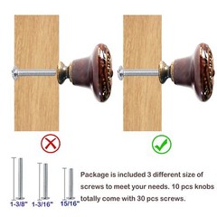 Ceramic Kitchen Cabinet Knobs 10 Pack Round Drawer Pulls 3 Size Screws Brown