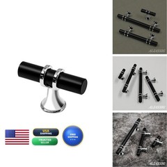 Alzassbg Matte Black And Silver Bar Cabinet Knobs 10 Pack, AL6097CPMB