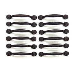 12 Hammered Handles Keeler Drawer Pulls Rustic 5.5″L Brown/Black Pink Fits 3.75″