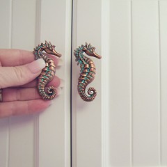Metal Verdigris Seahorse Cabinet Dresser Drawer Knob Pull Hardware Beach Decor