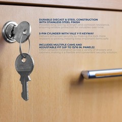 Stainless Steel Drawer and Cabinet Lock – 1-1/8 In. Length, 2 Keys Included