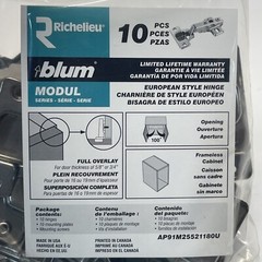 Blum 100-Degree Full Overlay Concealed Self-closing Nickel Plated Cabinet Hinge