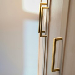 Set of 6 Antique Brass Cabinet Pulls Minimalist Vintage Handles Cabinets Drawers