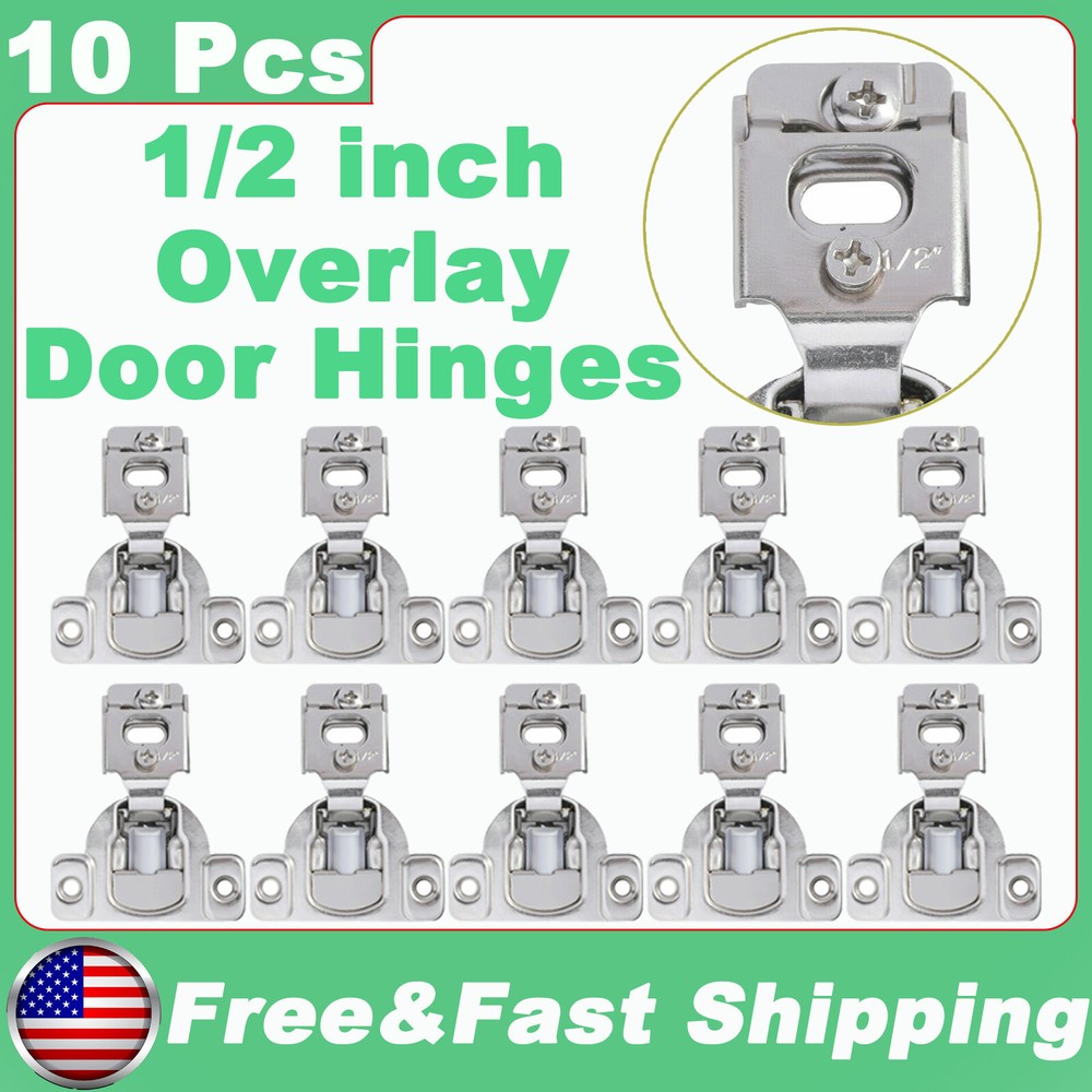 10 PCS Cabinet Hinges 1/2″ Overlay Soft Close Face Frame 105° Compact Handware