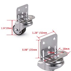 Skelang 4 Pcs 1 Inch Side Mounting Casters, TPE Swivel Plated Caster Wheels, L