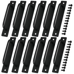 Therwen 12 Pcs Barn Door Handle 5.8 Inch Cabinet x 1 x 1.5 inches, Black