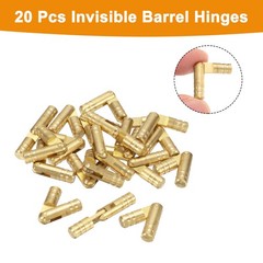 20Pcs Invisible Barrel Hinges, 5x30mm Brass Concealed Hinge, Gold