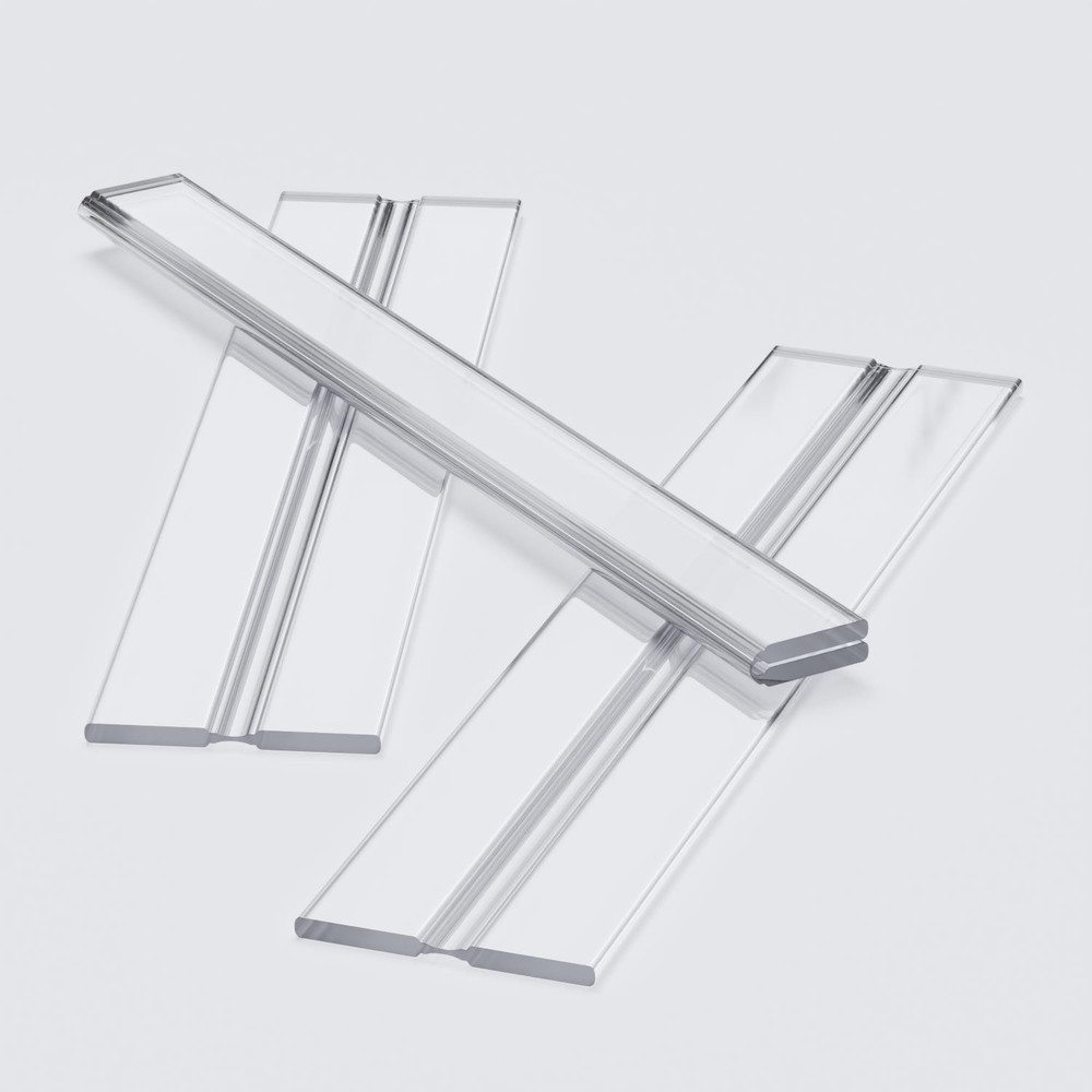 3x Clear 200mm (7 7/8 in) Low Profile Flexible Living Hinges