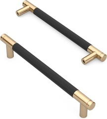 Matte Black & Gold 6.3in(160mm) Drawer Handle Cabinet Pull (10pcs)