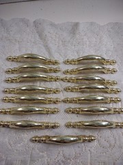 15 Vintage Amerock Charter Bright Brass 3″ Ctr. Cabinet Arch Pull Drawer Handle