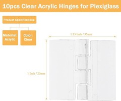 Clear Acrylic Hinges for Plexiglass, 25mm x 35mm, 10pcs | Clear Plastic Trans…