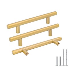 15 PCS LS201GD115 Brushed Brass Kitchen Cabinet 41/2″ T Bar Pulls Handle