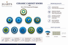 10 handmade Marrakesh blue mosaic drawer knobs cabinet ceramic fast ship