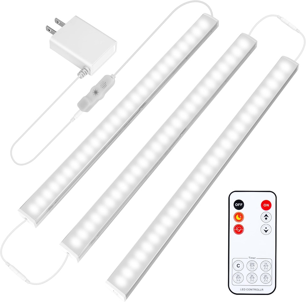 Luces bajo mueble enchufe 3 pieza 12pulg super brillante blanco regulable cocina