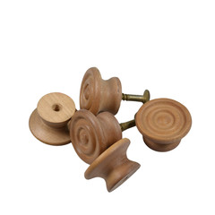 Lot of 5 Unfinished Wooden Cabinet Knobs 1.25″ dia. x 3/4″ Projection