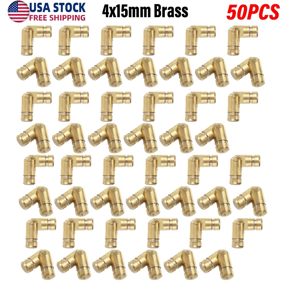 50Pcs Invisible Barrel Hinges, 4x15mm Brass Concealed Hinge, Gold