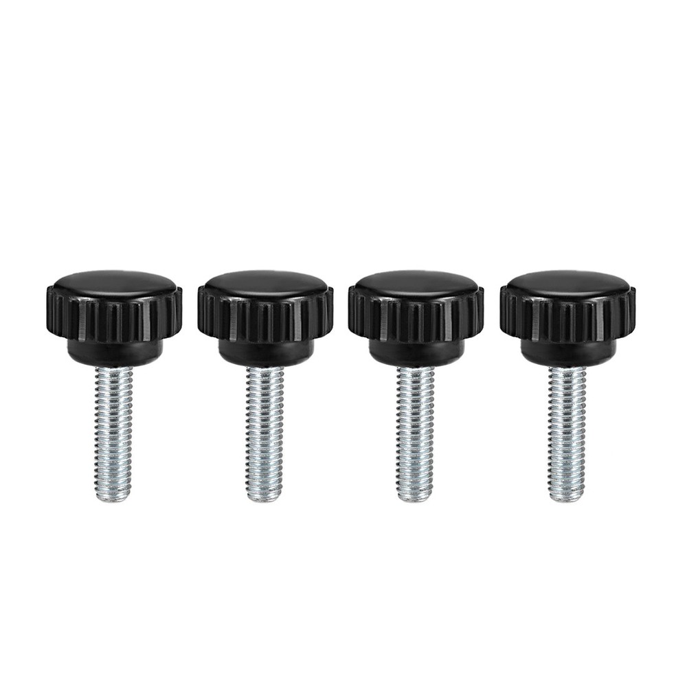 4 x Knurled Clamping Knobs M6 x 20mm Zinc Plated Carbon Steel Thread 21mm Head