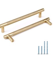 Rergy 11 Pack Gold Cabinet Pulls Knurled Cabinet Handles 7.4″