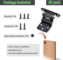 Inset Cabinet Door Hinges 50-Pack 3/8″ Offset Self Closing Matte Black