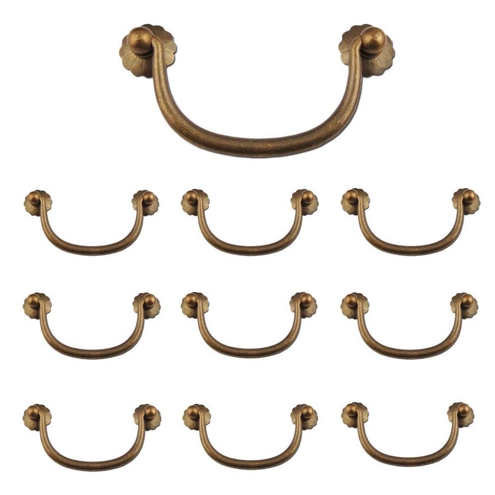 10 Pack Txinmin Traditional Bail Antique Brass Drawer Pull 33/20 Inch 80mm