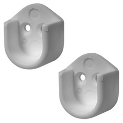 2x Rail end supports brackets oval 23 x 15mm wardrobe rails poles white plastic