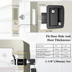 TrampgiK RV Door Lock Set for RV Camper Travel Trailer Black 7/8Inch All Keyed