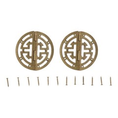 2pcs Round Hollow Hinges Brass Yellow Bronze 45mm/1.77inch for Home Office Shop