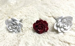 5 Knobs-Drawer Pulls 3 Rose And 2 Grey/cream/black Ones – All Three Dimensional