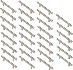 Cabinet Handles – Pack of 30 Stainless Steel Hollow Tube T Bar Drawer Pulls Cupb