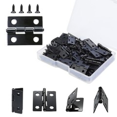 SEOJANW 50Pcs 18 x 15mm Small Hinges with 200 Screws, Black Mini