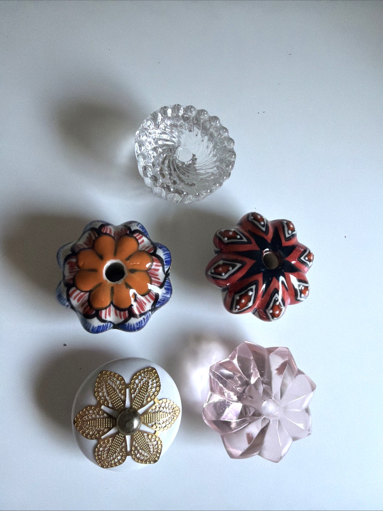 Glass Pink Gold Ceramic Porcelain Drawer Knob Hardware Pull Cabinet Mixed Lot