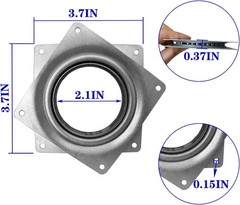 8Pack Lazy Susan Hardware, 4INCH Square Rotating Bearing Plate, 300lbs Capacity