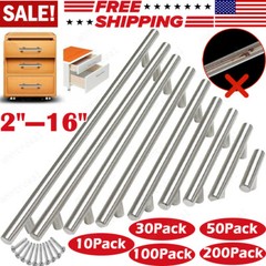 2″ to 16″ Brushed Nickel Cabinet Pulls Stainless Steel Drawer T Bar Handles Lot
