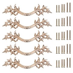 Pack of 5 European Style Vintage Cabinet Handles Pulls, Antique Gold