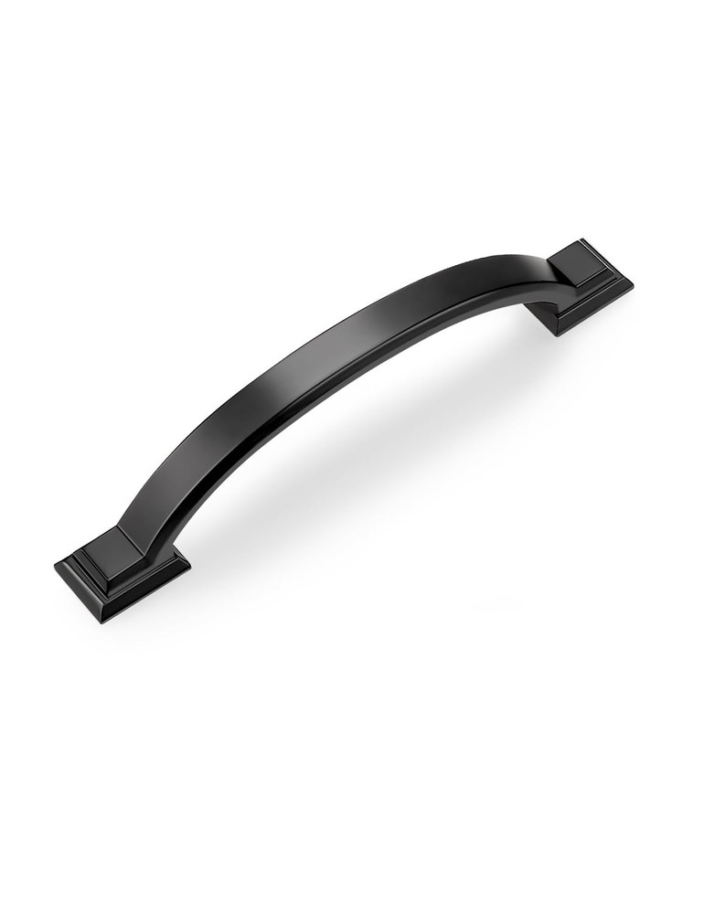 Mengico 5 Pack 4 Inch (102mm) Black Arch Cabinet Pulls – Matte Black Zinc All…