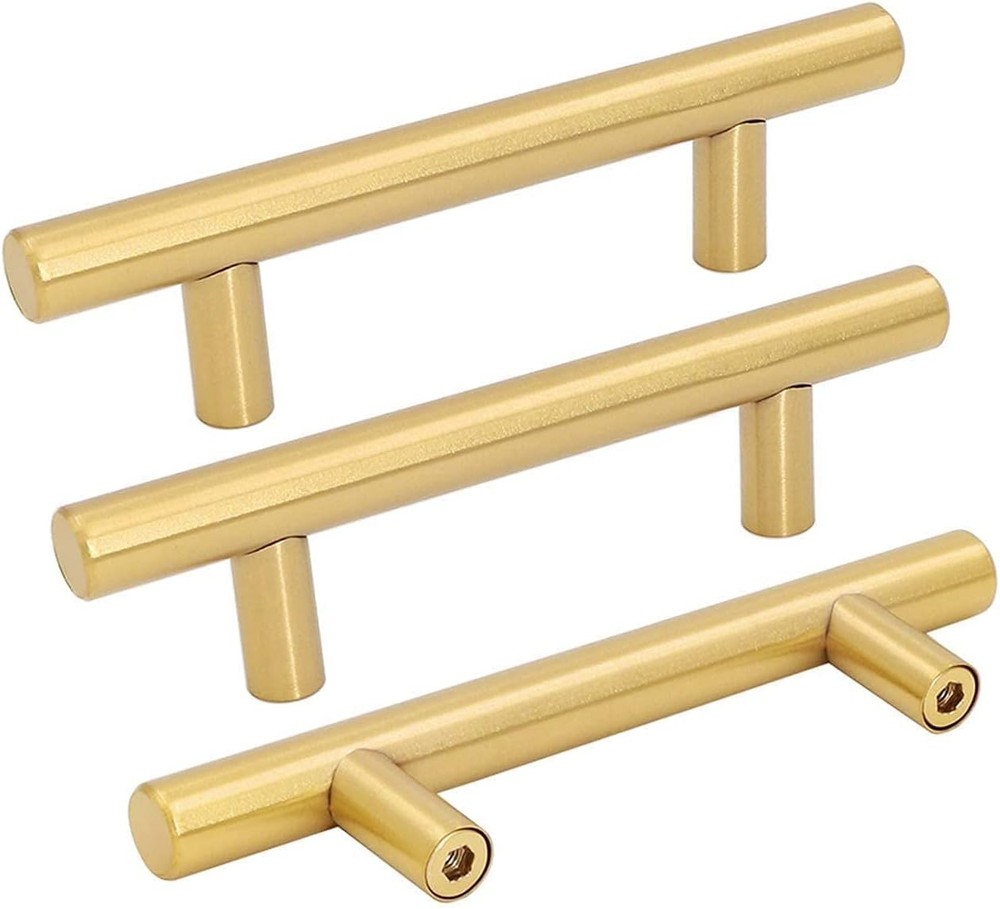 goldenwarm 10 Pack Gold Cabinet Handles ‎3in Hole Centers,